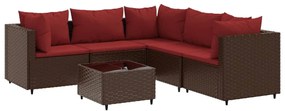 vidaXL 6 részes barna polyrattan kerti ülőgarnitúra párnákkal