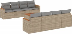 vidaXL 9 részes vegyes bézs polyrattan kerti ülőgarnitúra párnákkal