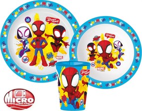 Pókember Spidey Team étkészlet, micro műanyag szett, pohárral 260 ml