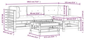 5 részes mézbarna tömör fa kerti ülőgarnitúra párnákkal