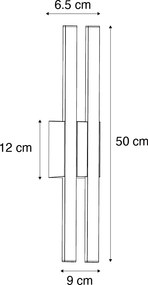 Modern kültéri fali lámpa fekete, beépített LED-del, 2 lámpás, IP54 - Jamal