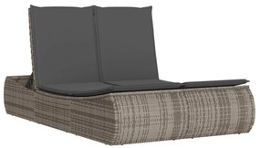 Szürke polyrattan dupla napozóágy párnával