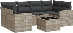 vidaXL 7 részes világosszürke polyrattan kerti ülőgarnitúra párnákkal