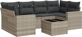 vidaXL 7 részes világosszürke polyrattan kerti ülőgarnitúra párnákkal