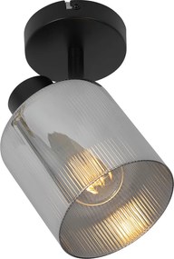 Art Deco mennyezeti spotlámpa fekete füstüveggel állítható - Laura