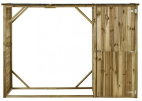 fenyőfa kerti tűzifatároló fészer 253 x 80 x 170 cm