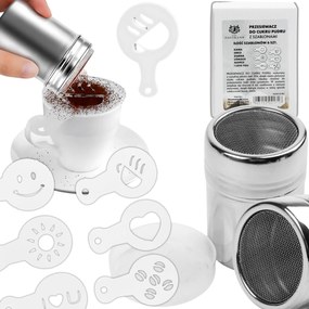 Szóróedény Szitával Porcukor, Kakaó És Sütemények Szórásához, Sablonokkal