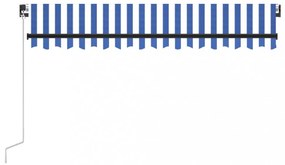 kék és fehér kézzel kihúzható LED-es napellenző 350 x 250 cm