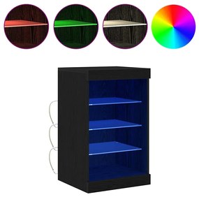 Széf LED -es lámpákkal Fekete tölgy 41 x 37 x 67 cm Faanyag