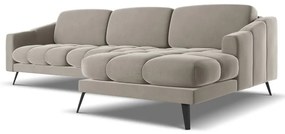 Bézs bársony sarokkanapé (jobb oldali) Nalu – Makamii