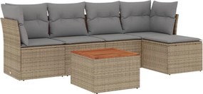 vidaXL 6 részes bézs polyrattan kerti ülőgarnitúra párnával