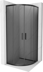 Mexen Rio, szögletes zuhany tolóajtóval 80 (ajtó) x 80 (ajtó) x 190 cm, 5mm szürke üveg, fekete profil, 863-080-080-70-40