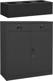 vidaXL antracitszürke acél irodai szekrény ültetőládával 90x40x125 cm