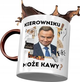 Bordó bögre Andrzej Duda PiS elnök Ajándék Nyomtatott fényképpel