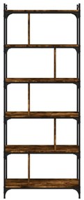 6 szintes füstös tölgy színű fa könyvespolc 76 x 32 x 192 cm