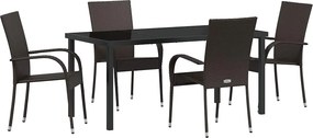 vidaXL Kert étkező szett 5 pcs Barna Porszórt acél