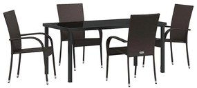 vidaXL Kert étkező szett 5 pcs Barna Porszórt acél