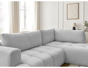 Világosszürke kinyitható-tárolóhelyes sarokkanapé (jobb oldali-L alakú) Fuji – Bobochic Paris