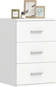 HOMCOM 3 fiókos éjjeliszekrény, hálószobai éjjeli szekrény, MDF, fehér | Aosom