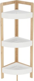 Sarokpolc, fehér/természetes bambusz, FONG
