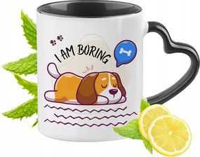 Kutya Bögre Fekete Szív Alakú Füllel Ajándék