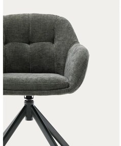 Sötétzöld kárpitozott karfás étkezőfotel Dorina – Kave Home