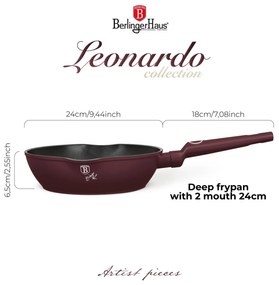 Berlinger Haus Indukciós tapadásmentes Mély serpenyő dupla kiöntő csőrrel 24 cm Leonardo Collection