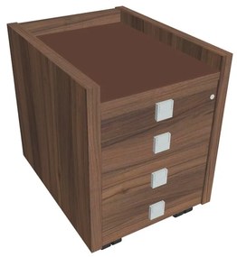 Verno mobil konténer 47 x 60 cm üveggel, 4 fiók, dió / barna