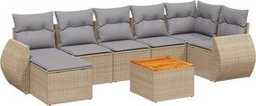 vidaXL 8 részes bézs polyrattan kerti ülőgarnitúra párnával