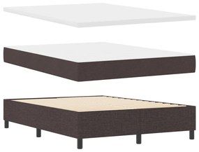 vidaXL Boxspring Ágy Mattal Sötétbarna 140x190 cm Szövet