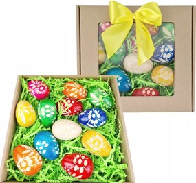 Húsvéti tojások Fa tojások 12 db Kézzel festett Faragott