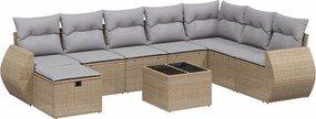vidaXL 9 részes vegyes bézs polyrattan kerti ülőgarnitúra párnákkal