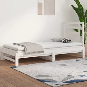 Fehér tömör fenyőfa kihúzható kanapéágy 2 x (90 x 200) cm