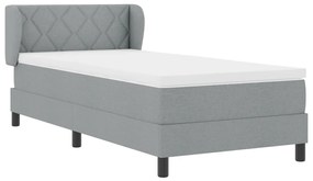 Boxspring Ágy Matraccal - Világosszürke, 100x200 cm, Textil