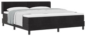 Boxspring Ágy Mattal Fekete 180x200 cm Bársony