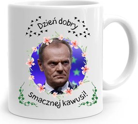 Donald Tusk Bögre Jó Étvágyat Kívánó Platformmal, fényképes nyomattal