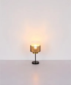 Globo 15709H Függeszték fém fekete matt, üveg átlátszó, fém sárgaréz színű, kábel textil fekete, magassága állítható, ø: 180mm, M: 1200mm, 1x E27 60W 230V izzó nélkül