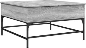 vidaXL szürke sonoma szerelt fa és fém dohányzóasztal 80 x 80 x 45 cm