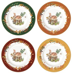 Forest Dream porcelán őzikés desszertes tányér 19 cm szett 4db-os – Easy Life