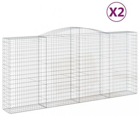 vidaXL 2 db íves horganyzott vas gabion kosár 400x50x180/200 cm