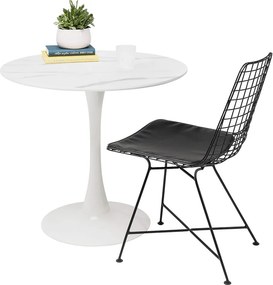 Étkezőasztal, világos márvány/fehér, átmérő 80 cm, LORIAN