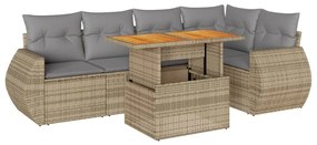 vidaXL 6 részes bézs polyrattan kerti ülőgarnitúra párnával