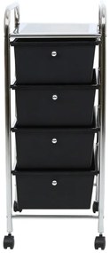 Fekete-ezüstszínű műanyag gurulós polcos állvány 33x79 cm – Premier Housewares