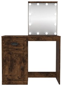 füstös tölgy színű szerelt fa LED-es pipereasztal 90x50x132,5cm
