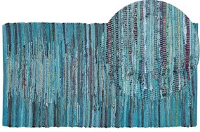 Kék pamutszőnyeg 80 x 150 cm MERSIN Beliani