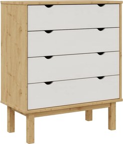 vidaXL OTTA barna-fehér tömör fenyőfa fiókos szekrény 76,5x39,5x90 cm