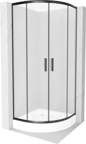 Mexen Rio, szögletes zuhanykabin 90(ajtó)x90(ajtó)x190 cm, 5mm matt üveg, fekete profil + fehér RIO zuhanytálcák, 863-090-090-70-30-4710