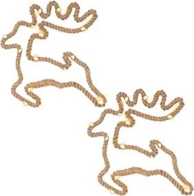 Karácsonyi dekoráció rénszarvas 28x29 cm 20 LED fehér 2 db