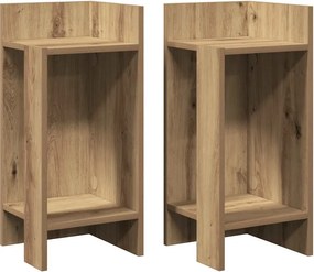 vidaXL 2 db kézműves tölgyszínű kisasztal polccal 25,5 x 27 x 60 cm