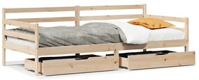 vidaXL tömör fenyőfa kanapéágy fiókokkal 90 x 190 cm